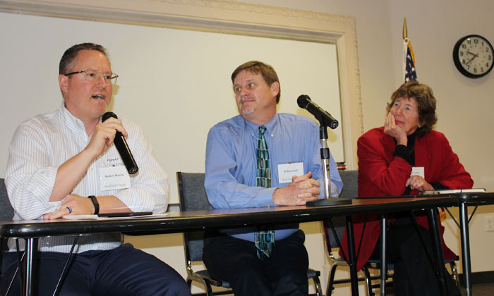 Last year’s speakers included (L-R):  Professor Andrew Kucera (Law ’13), UC Berkeley School of Law Professor William Kell, and UC Davis School of Law Professor Mary Louise Frampton